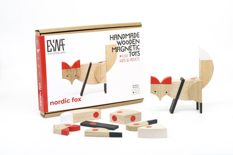 nordic fox wooden designer magnetic toy gift