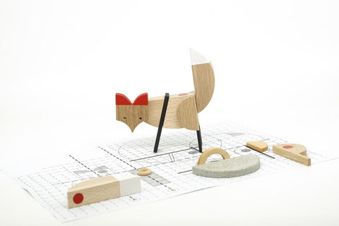 nordic fox wooden designer magnetic toy gift