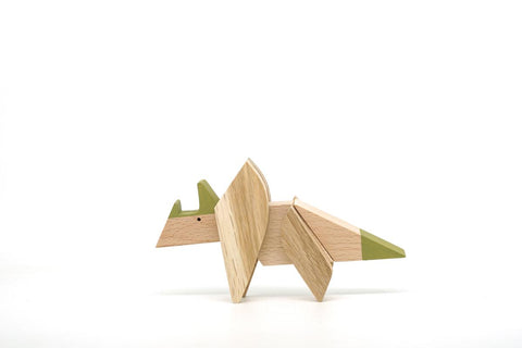 handmade designer triceratops wooden gift toy