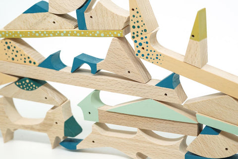 handmade wooden fish open-ended play toys