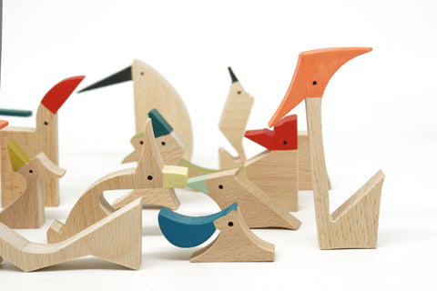 wooden birds open-ended play toys