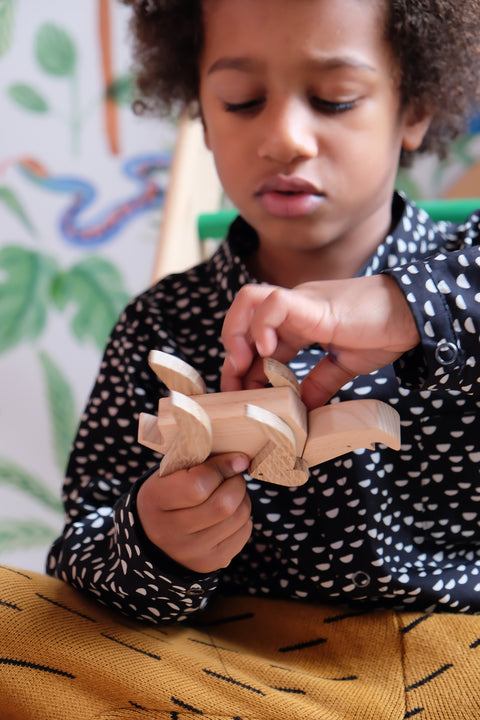 handmade wooden magnetic rhino toy