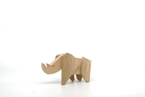 Rhino handmade wooden magnetic puzzle toy