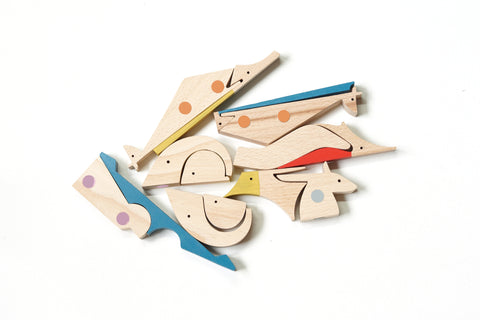 handmade wooden fish open-ended play toys