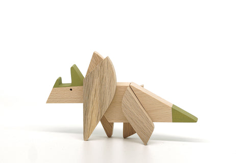 handmade designer triceratops wooden gift toy