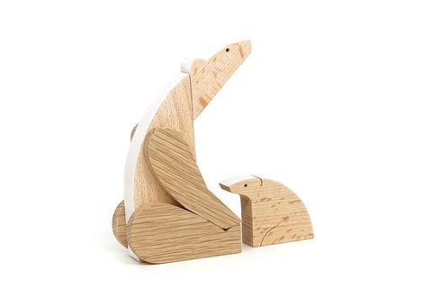 handmade wooden magnetic polar bear toy
