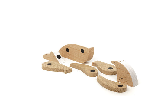 wooden magnetic bear puzzle