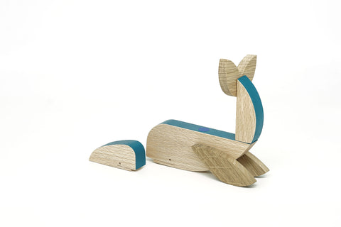 handmade wooden magnetic whale toy