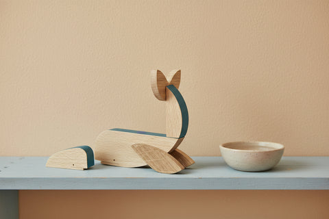 handmade wooden magnetic whale toy