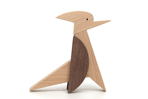 Handmade wooden magnetic woodpecker gift toy