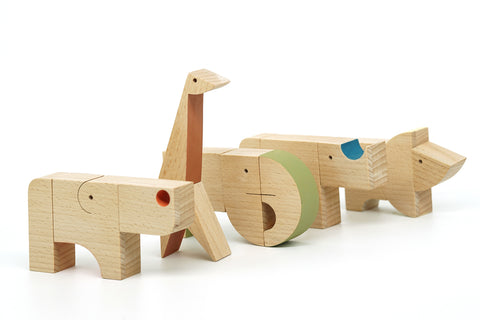 wooden magnetic african animals