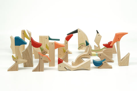 wooden birds open-ended play toys