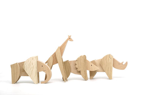 African animals wooden magnetic collection