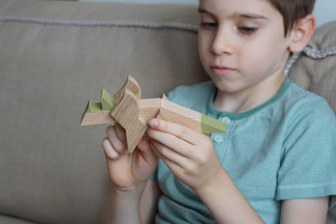 handmade designer triceratops wooden gift toy