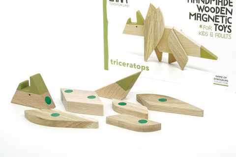 handmade designer triceratops wooden gift toy