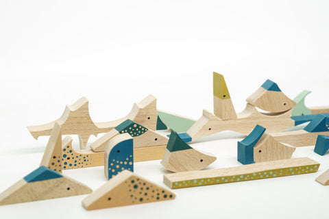 handmade wooden fish open-ended play toys