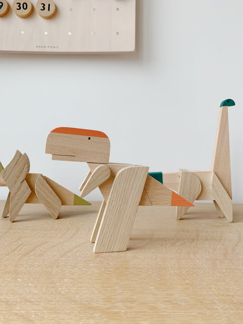 handmade wooden magnetic dinosaur toys