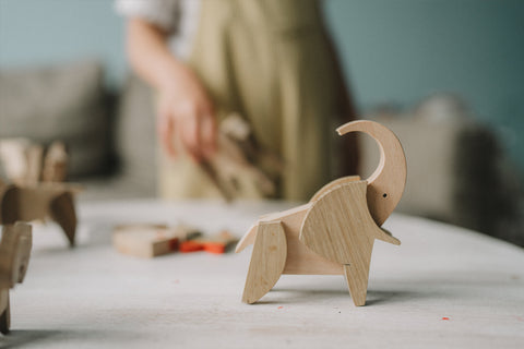 handmade wooden magnetic elephant toy
