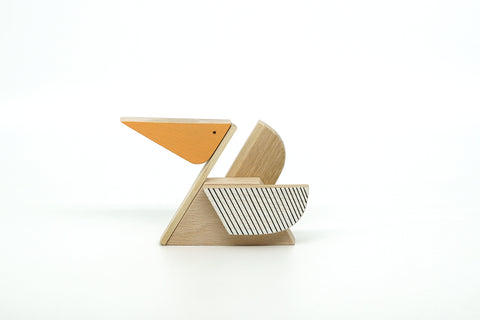 wooden magnetic pelican figurine
