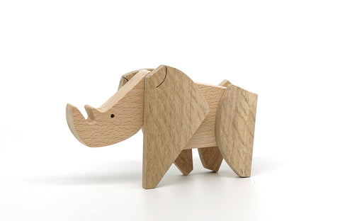 Rhino handmade wooden magnetic puzzle toy