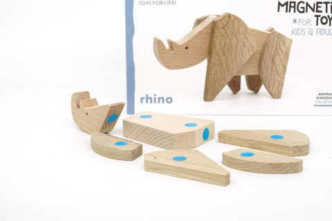 Rhino handmade wooden magnetic puzzle toy