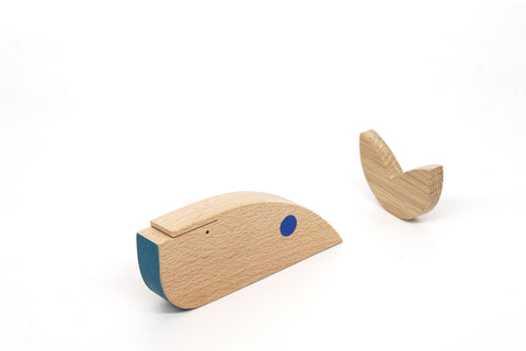 handmade wooden magnetic whale toy