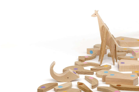 Giraffe handmade wooden magnetic puzzle toy