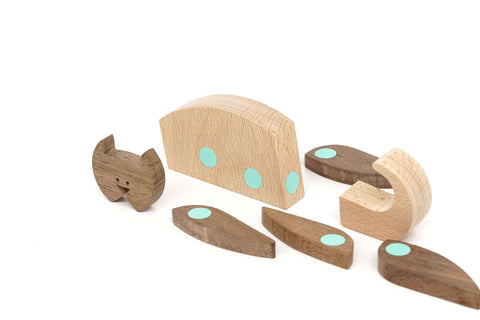 Cat wooden magnetic parts puzzle