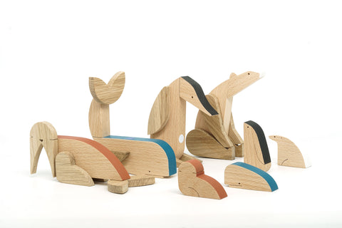 wooden magnetic polar animals 