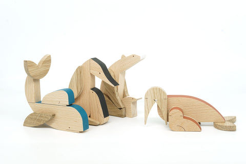 handmade wooden polar animal toys
