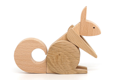 handmade wooden magnetic squirrel toy gift