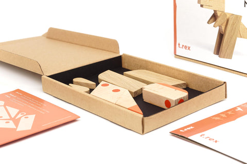 t-rex wooden puzzle eco-friendly packaging