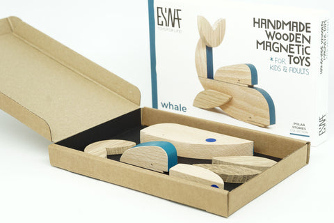 wooden magnetic whale toy package
