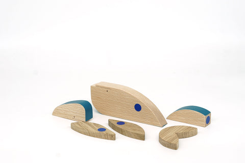 handmade wooden magnetic whale puzzle